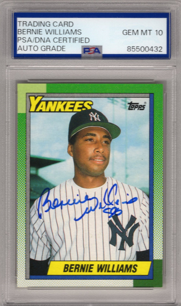 Bernie Williams 1989 Topps #701 Autographed Card PSA Auto Grade GEM MT 10