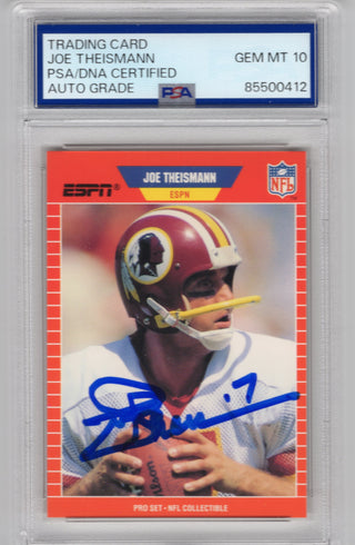 Joe Theismann 1989 Topps Pro Set Autographed Card PSA GEM MT 10 Auto Card