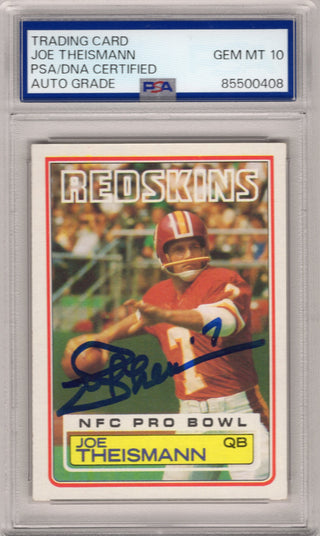 Joe Theismann 1983 Topps Autographed Card #199 PSA Auto Grade 10 Card