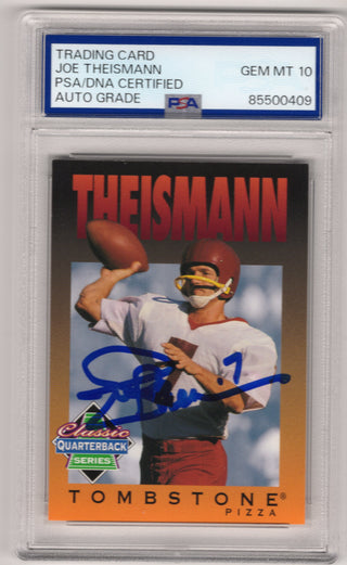 Joe Theismann Tombstone Pizza PSA Auto Grade GEM MT 10 Card