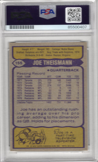 Joe Theismann Autographed 1979 Topps PSA Auto Grade 10 Card