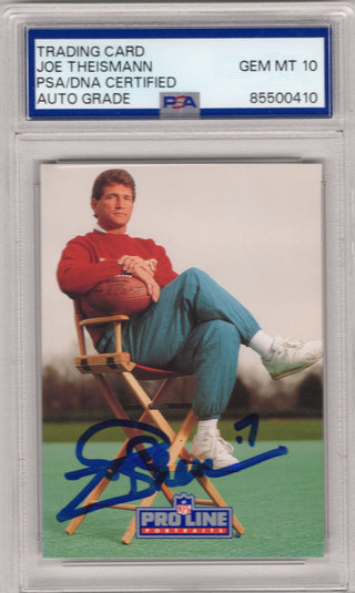 Joe Theismann 1991 Pro Line Portraits #56 PSA Auto Grade GEM MT 10 Card