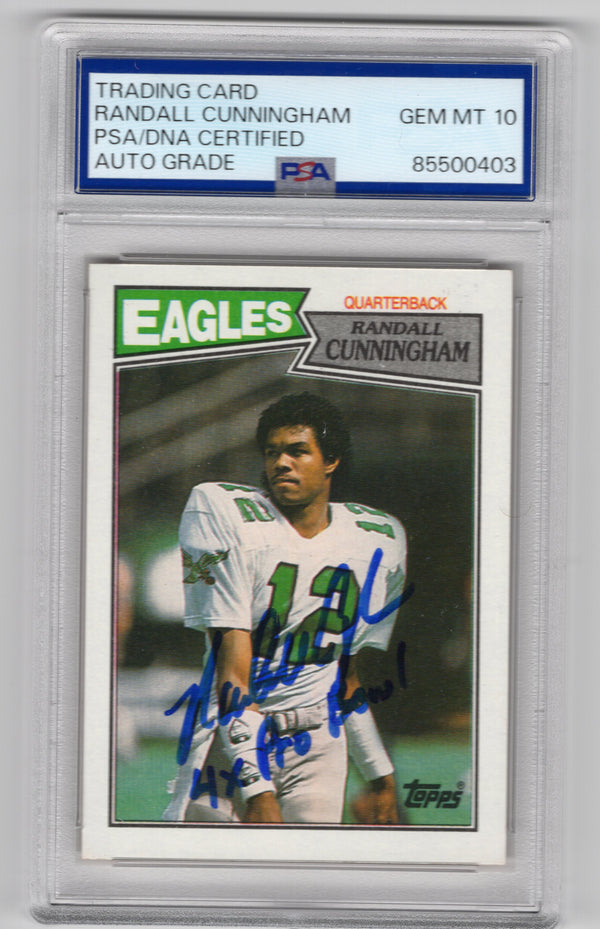 Randall Cunningham 1990 Fleer Autographed Card PSA Auto Grade 10 Card