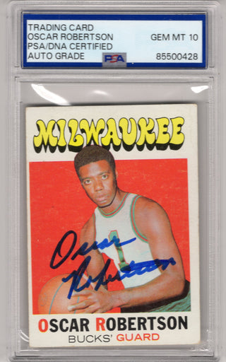 Oscar Robertson 1972 Autographed Topps #1 PSA Auto Grade GEM MT 10 Card
