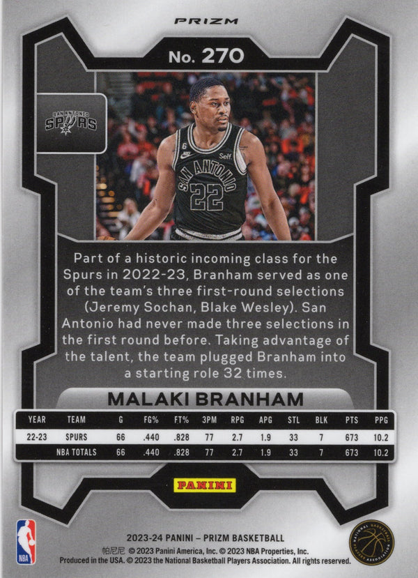 Malaki Branham 2023-24 Panini Prizm #270 Red Sparkle Card