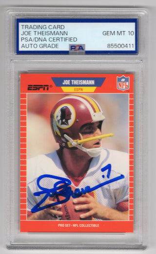 Joe Theismann Autographed 1989 NFL Pro Set Auto GEM MT 10 Card