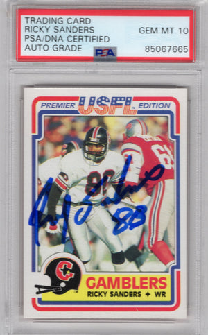 Ricky Sanders USFL Premier Edition #38 PSA AUTO Grade GEM MT 10 Card