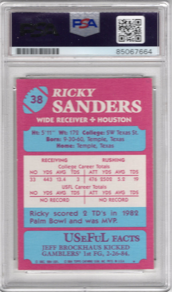 Ricky Sanders USFL Premier Edition #38 PSA AUTO Grade GEM MT 10 Card