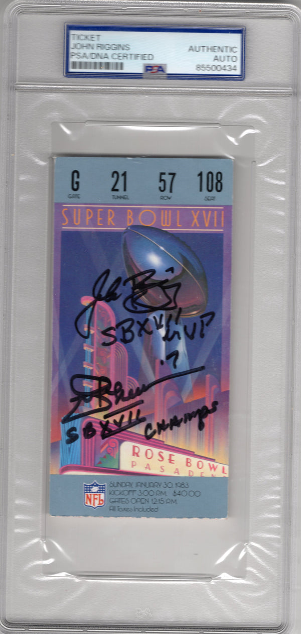 John Riggins Autographed Superbowl XVII Ticket PSA Auto Authentic Card