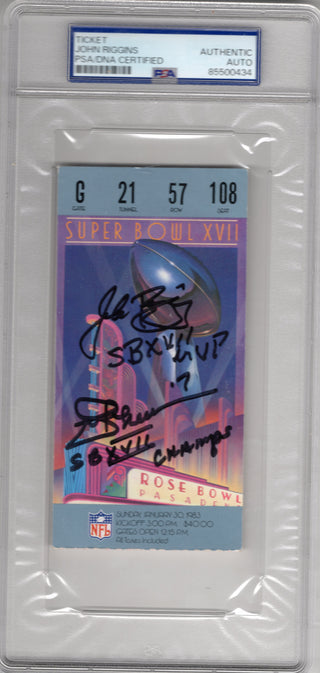 John Riggins Superbowl XVII Autographed Ticket PSA Authentic Auto