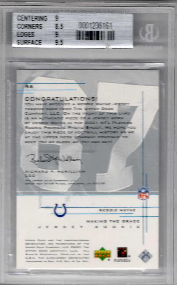 Reggie Wayne 2001 Upped Deck Graded Rookie Series #56 BGS Mint 9 Card