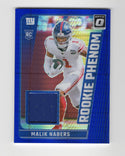 Malik Nabers 2024 Donruss Optic Rookie Phenoms Blue Hyper Jersey Card