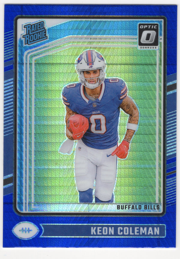 Keon Coleman 2024 Optic Rated Rookie Blue Hyper Prizm #263 Card