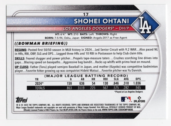 Shohei Ohtani 2025 Topps Green Pattern #17 Card /99
