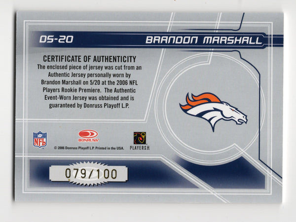Brandon Marshall 2006 Donruss Playoff Leaf Rookies and Stars Jersey Card /100