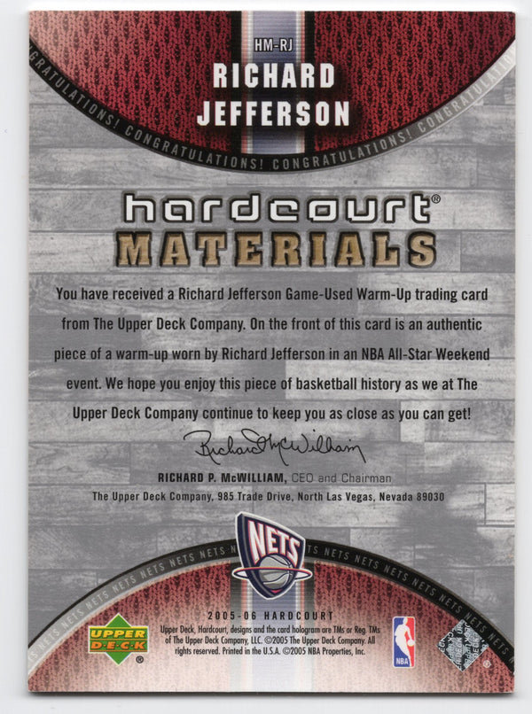 Richard Jefferson 2005-06 Upper Deck Hardcourt Materials Patch Card #HMRJ
