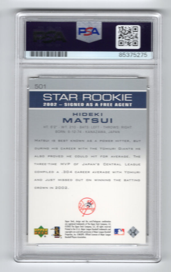 Hideki Matsui 2003 Upper Deck Star Rookie Autographed Card PSA Auto Grade 10