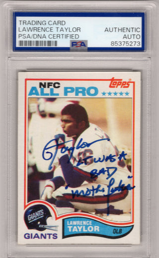 Lawrence Taylor 1982 Topps #434 PSA Auto Grade 10 Card "Bad MF"