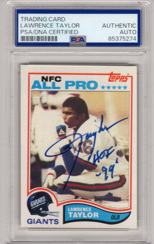 Lawrence Taylor 1982 Topps #434 PSA Auto Grade 10 Card "HOF 99"
