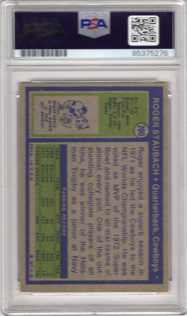 Roger Staubach 1972 Topps #200 Autographed Card PSA Auto Grade 10