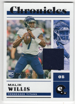 Malik Willis 2022 Panini Donruss Chronicles #34 Patch Card