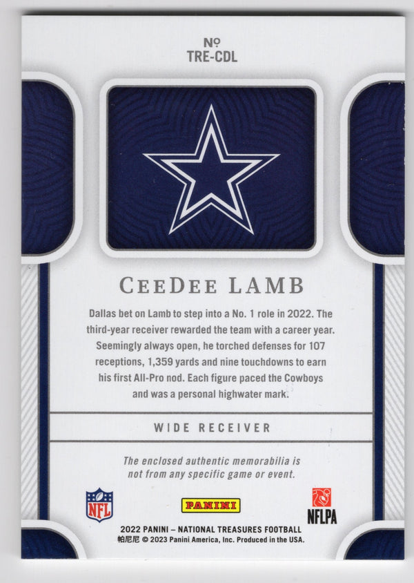 CeeDee Lamb 2020 Panini National Treasures #TRE-CDL Patch Card /49