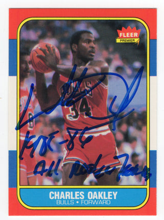 Charles Oakley 1986 Fleer #81 Autographed Card "All-Rookie"