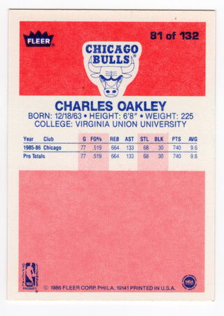 Charles Oakley 1986 Fleer #81 Autographed Card "All-Rookie"