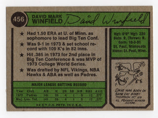 Dave Winfield 1974 Topps #456 Autographed Card "HOF 2001"