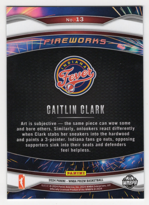 Caitlin Clark 2024 Panini Prizm #13 Fireworks Card