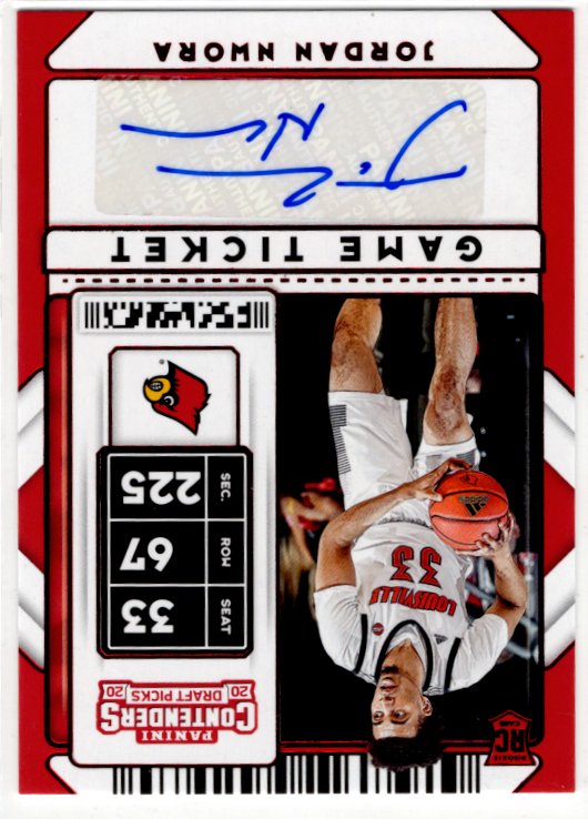 Jordan Nwora Game Ticket Green AU 2020 Panini Contenders Draft Picks #83
