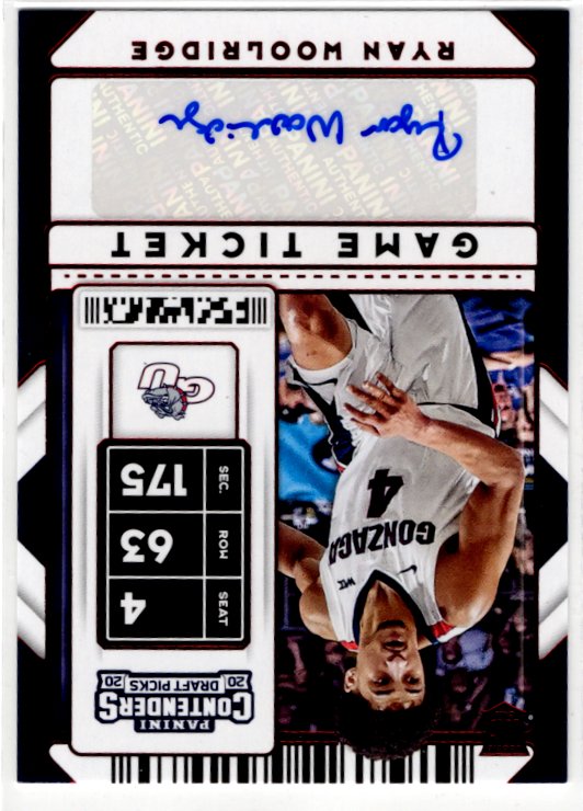 Ryan Woolridge 2020 Panini Contenders Draft Picks #126 Game Ticket Red Auto RC