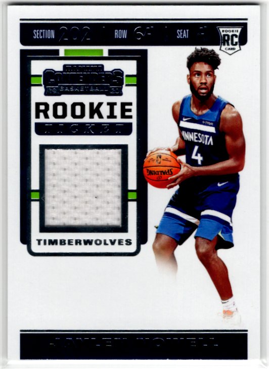 JAYLEN NOWELL 2019-20 CONTENDERS BASKETBALL #RTS-JNW JERSEY RELIC RC T-WOLVES
