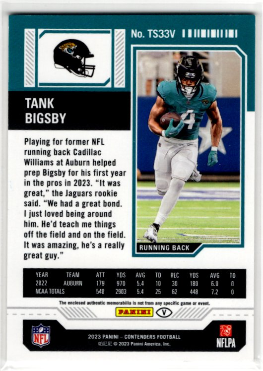 Tank Bigsby 2023 Panini Contenders Rookie Ticket Variation #TS33V