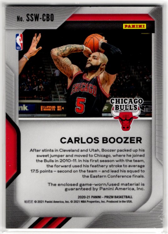 CARLOS BOOZER 2020 - 2021 Panini Prizm Sensational Jersey Card SSW-CBO