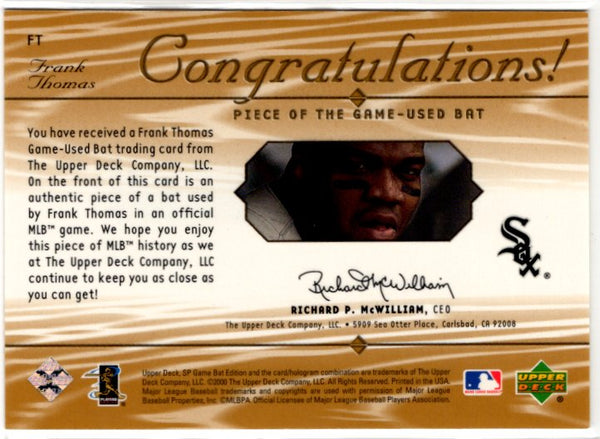 Frank Thomas Piece of the Game 2001 SP Game Bat #FT