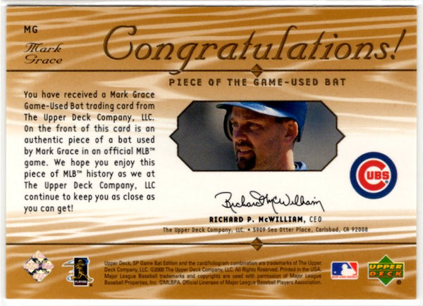 Mark Grace Piece of the Game MG 2000 Upper Deck SP