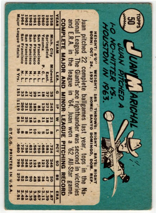 Juan Marichal 1965 Topps Card #50