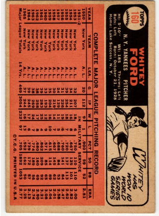 Whitey Ford Topps card 1966 #160 New York Yankees