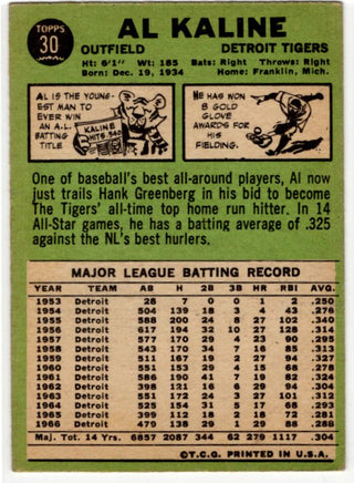 Al Kaline Topps card 1967 #30 Detroit Tigers