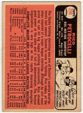 Rico Petrocelli Topps Card 1966 #298 Boston Red Sox