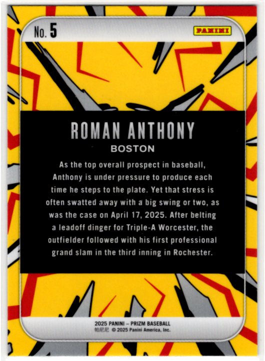 Roman Anthony 2025 Panini Prizm card #5