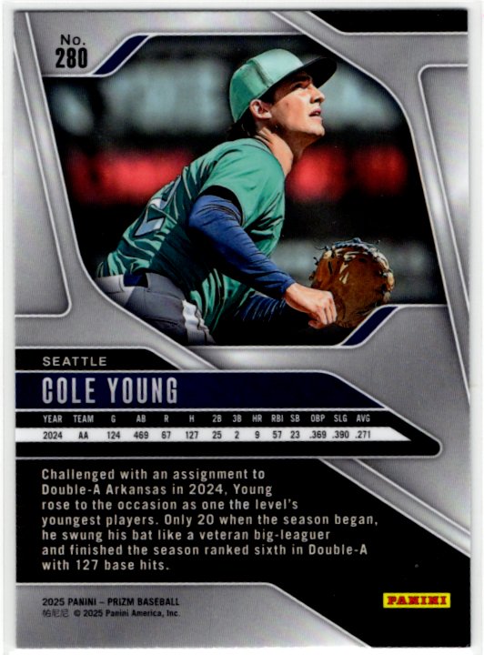 Cole Young 2025 Panini Prizm Card #280