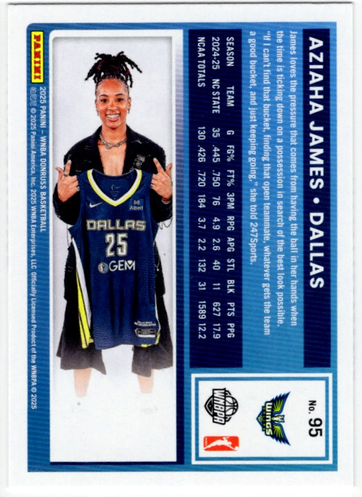 Aziaha James 2025 Panini Donruss Card #95