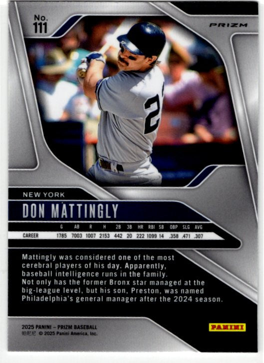 Don Mattingly 2025 Panini Silver Prizm Card #111