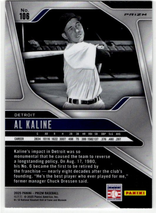 Al Kaline 2025 Panini Silver Prizm Card #106