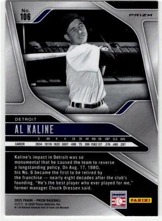 Al Kaline 2025 Panini Silver Prizm Card #106