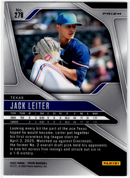 Jack Leiter 2025 Panini Green Prizm Card #278