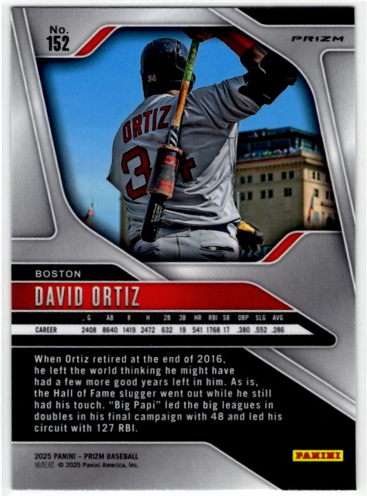 David Ortiz 2025 Panini Blue Cracked Ice Prizm Card #152