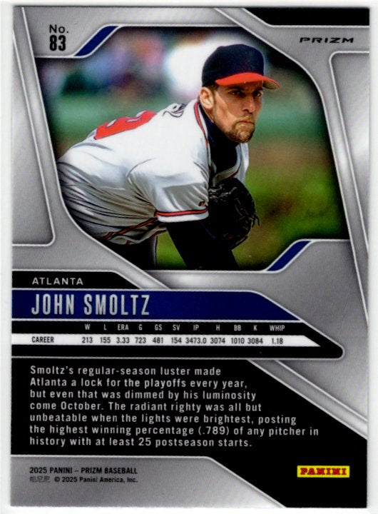 John Smoltz 2025 Panini Blue Cracked Ice Prizm Card #83